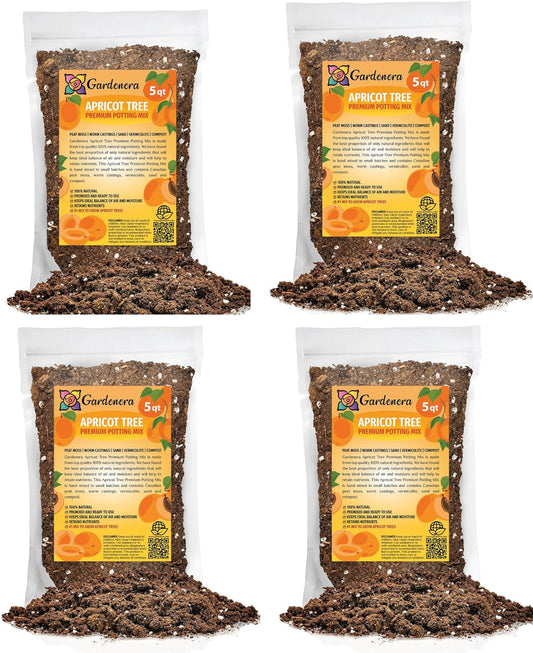 Gardenera Premium Apricot Potting Soil Mix - Ideal Nutrient Blend for Growing Robust, Flavorful