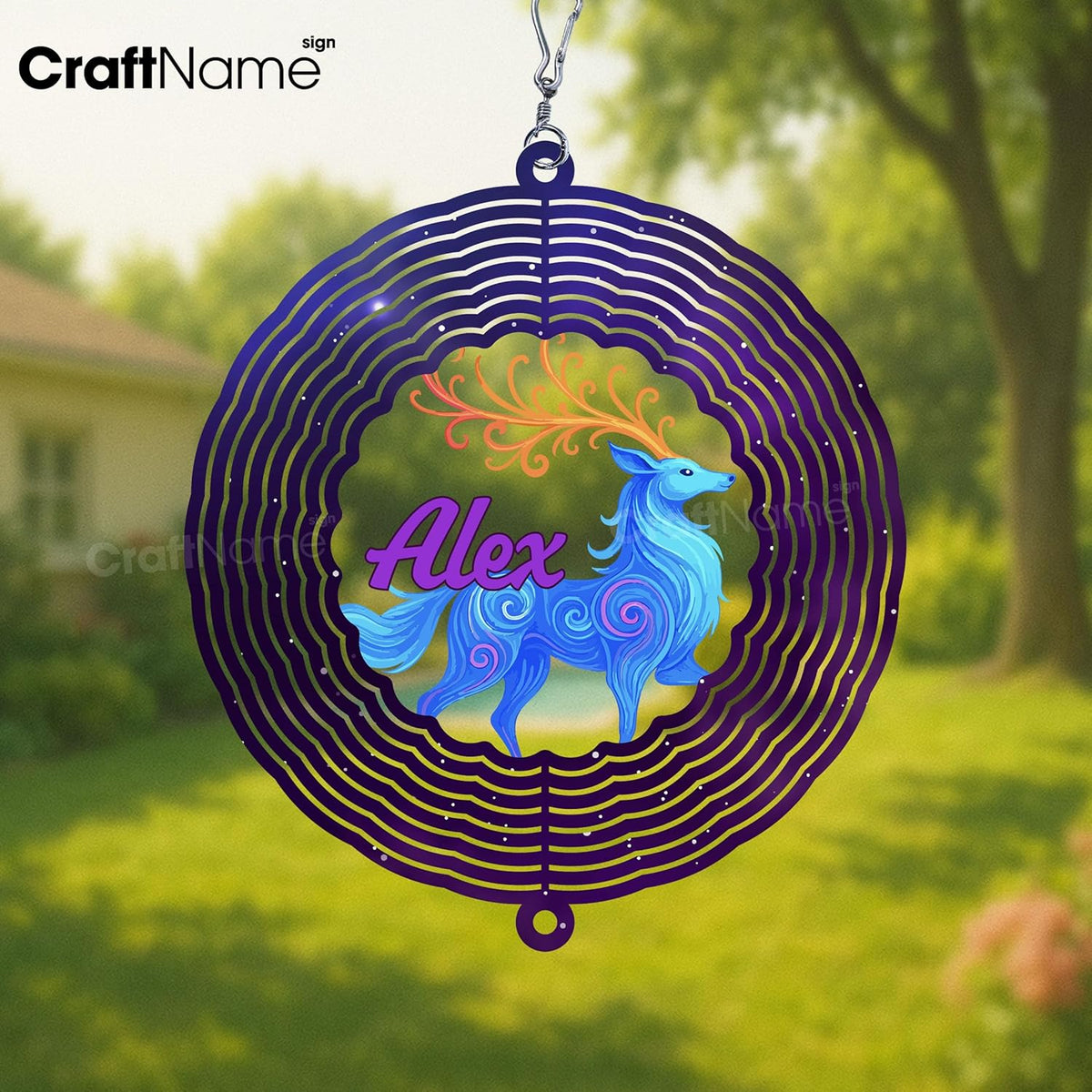 Personalized Elk Wind Spinner 3D Stainless Steel, Elk Garden Spinner Hanging Outdoor Decor, Wind