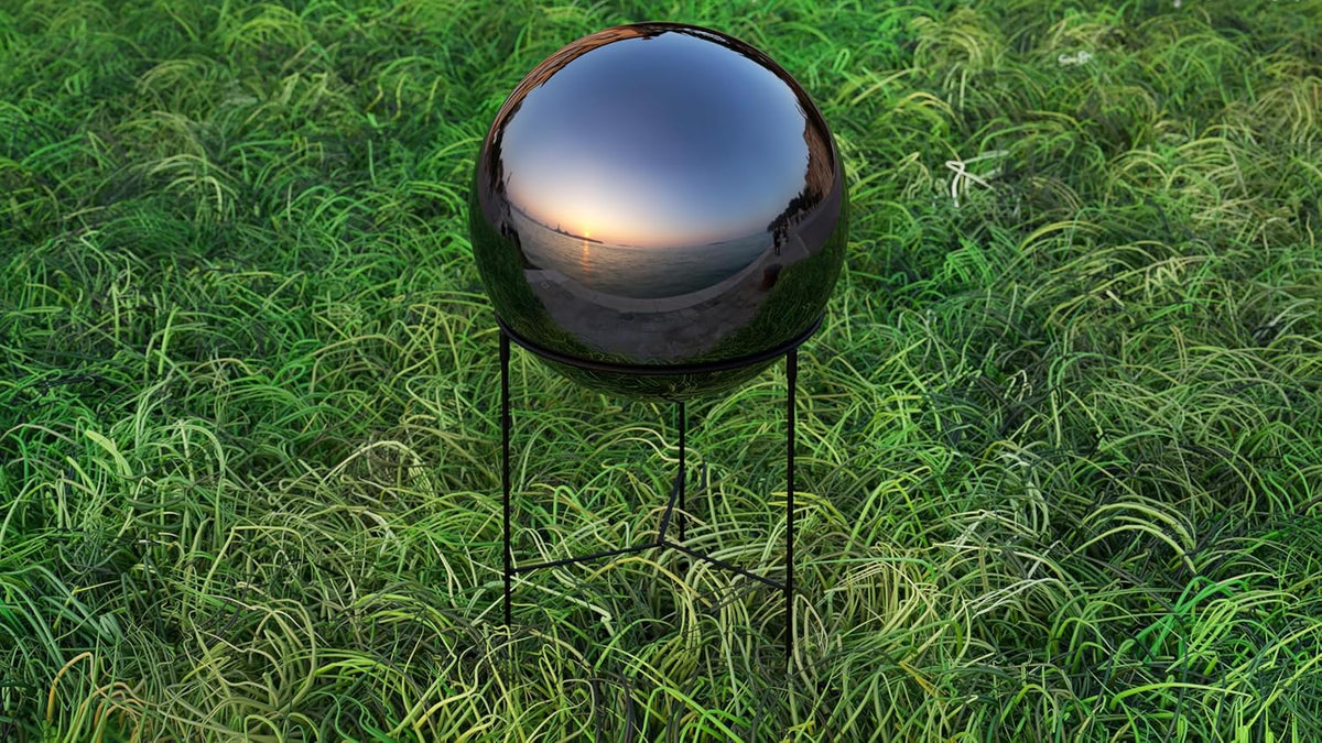 Lulu Decor, Titanium Stainless Steel Gazing Mirror Ball Size 12 with Stand