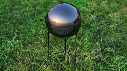 Lulu Decor, Titanium Stainless Steel Gazing Mirror Ball Size 12 with Stand