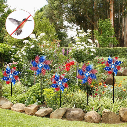 Hausse 10 Pack Reflective Pinwheels Patriotic Decorations, American Flag on Stick Wind Spinner with