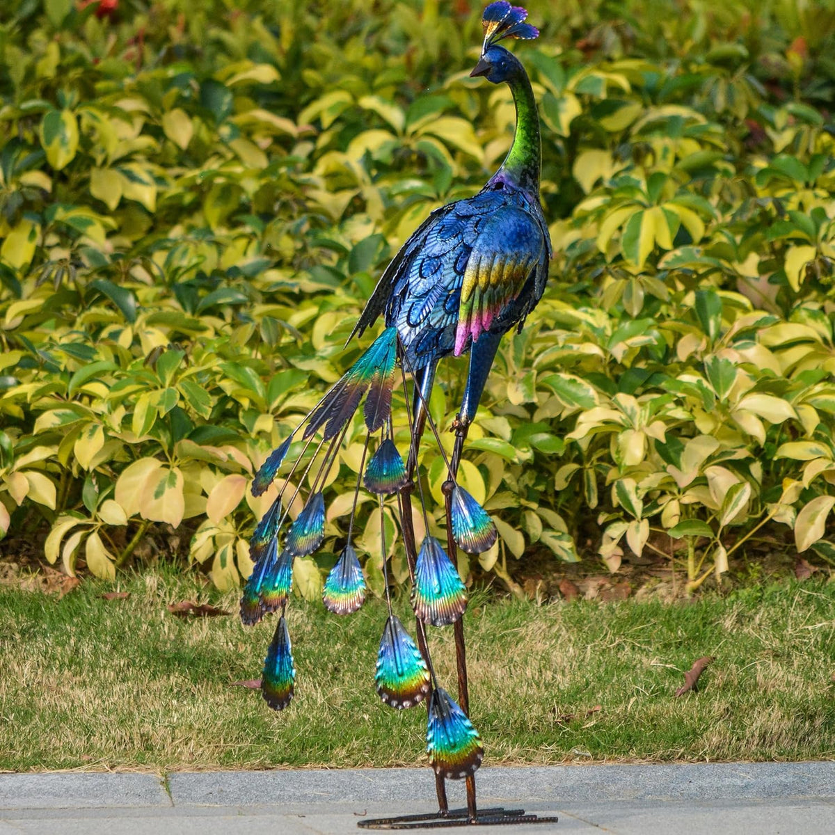 TERESA'S COLLECTIONS Garden Decor, Peacock Garden Decor with Colorful Painting, 24'', Waterproof