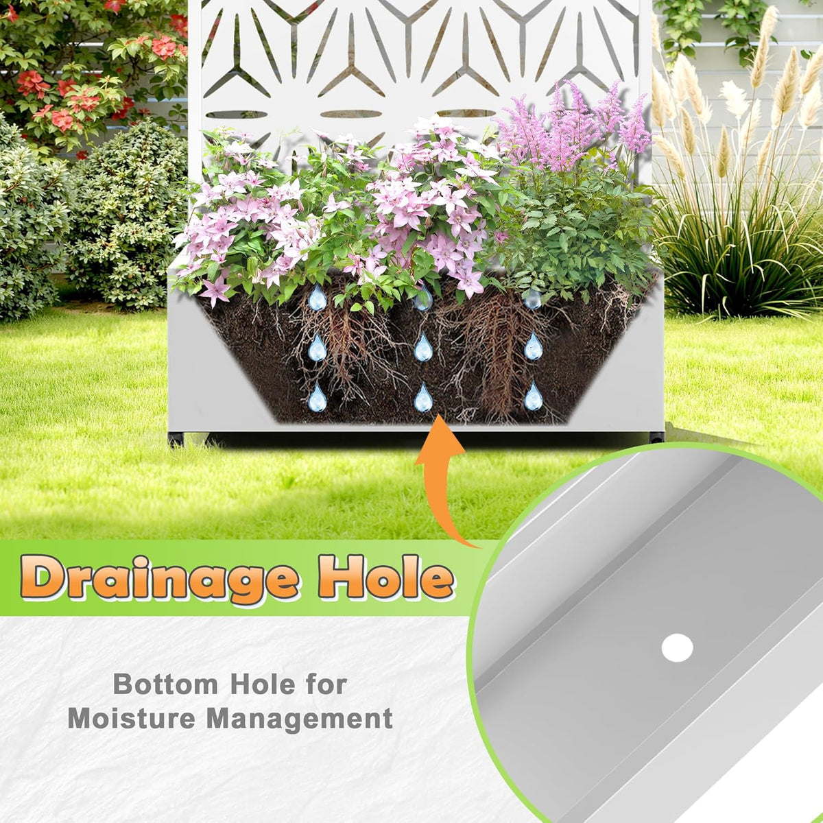 Metal Raised Garden Bed with Trellis, 2-in-1 Planter Box & Privacy Screen for Climbing Plants