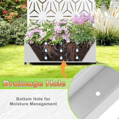 Metal Raised Garden Bed with Trellis, 2-in-1 Planter Box & Privacy Screen for Climbing Plants