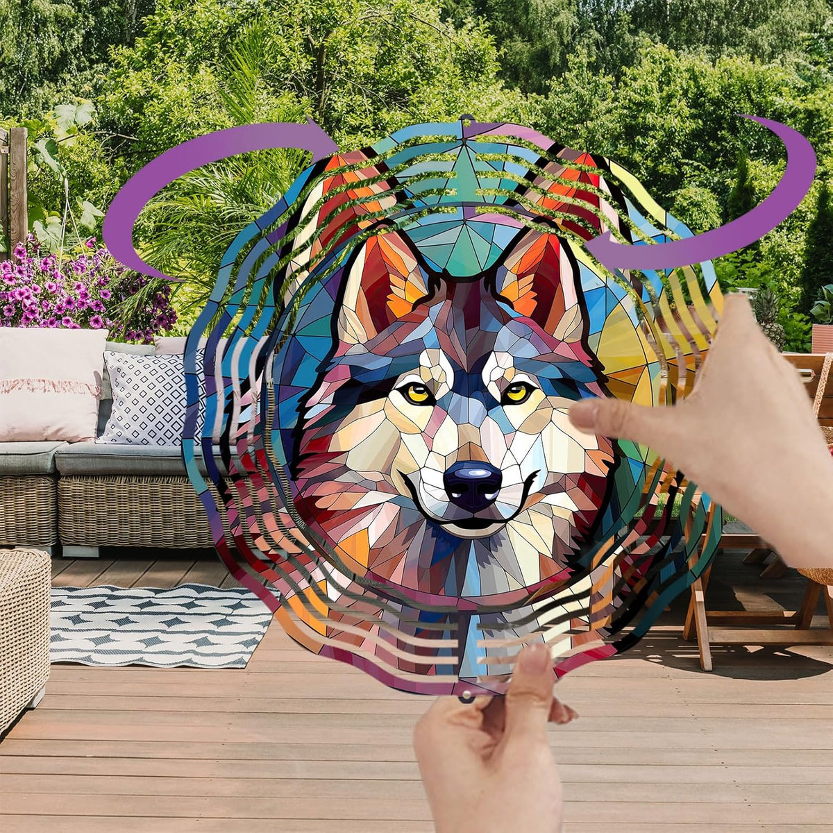 Husky Wind Spinner Pet Dog Memorial Gifts 3D Aluminum Metal Kinetic Hanging Wind Sculpture Spinners