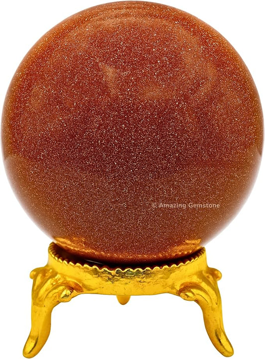 Amazing Gemstone Red Goldstone Crystal Ball with Stand - 2 Inches Crystal Sphere Meditation Balls