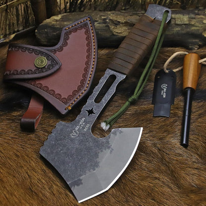 BA-KOR 12.2-inch DC53 Steel 10mm Thick Multi-Functional Survival Axe for Camping, EDC Tool, Jungle