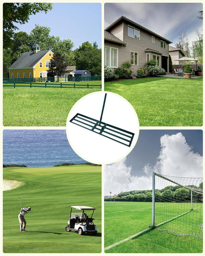 Lawn Leveling Rake,Stainless Steel Lawn Leveler with 45”x10” Ground Plate, 78” Adjustable Long