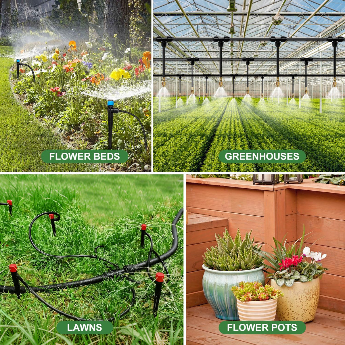 230FT Drip Irrigation System for Garden with 38pcs Adjustable Copper Nozzles & Emitters, Automatic