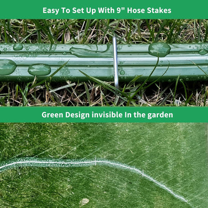 Watoo 2025 Sprinkler Hose & Soaker Hose for Yard - 75 FT Reinforced Flat Garden Hose with Holes