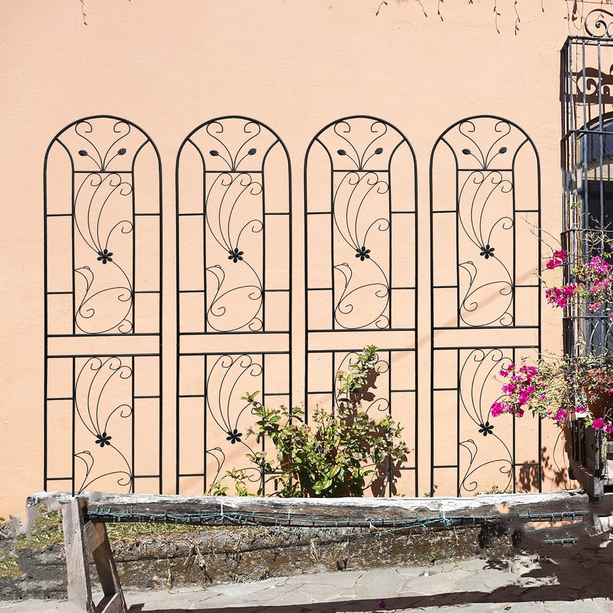 Metal Garden Trellis Rustproof Trellis for Climbing Plants Outdoor Flower Support Peacock Style