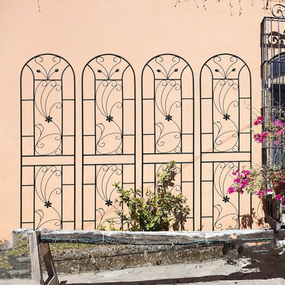 Metal Garden Trellis Rustproof Trellis for Climbing Plants Outdoor Flower Support Peacock Style