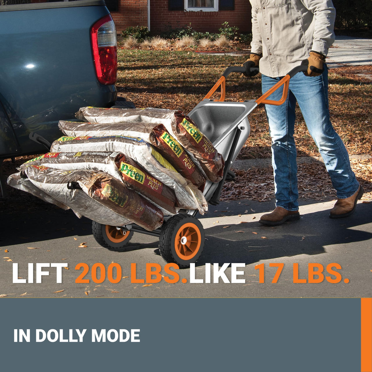 WORX Wheelbarrow Heavy Duty Dolly, 8-in-1 Aerocart Garden Cart, WG050