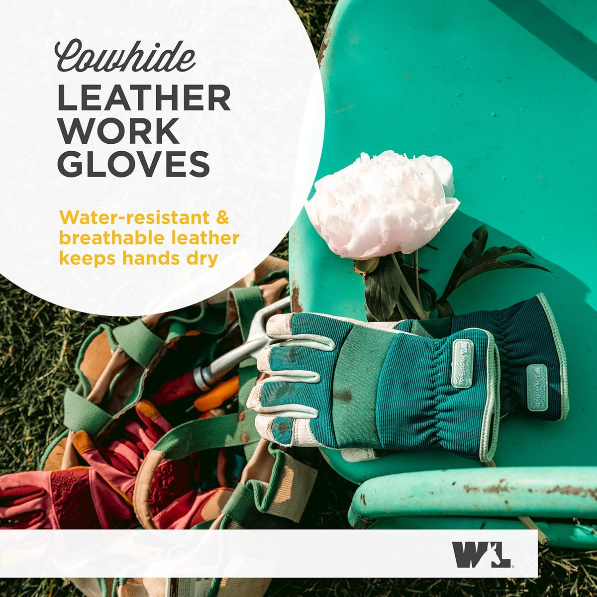 Wells Lamont Women's Work Gloves, Water-Resistant HydraHyde Gardening Gloves, Green, Large (3249L)