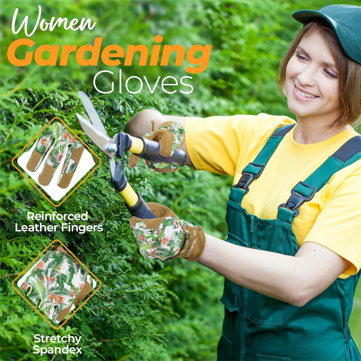 HANDLANDY Gardening Gloves for Women, Breathable Ladies Leather Garden Yard Gloves Best Gift for