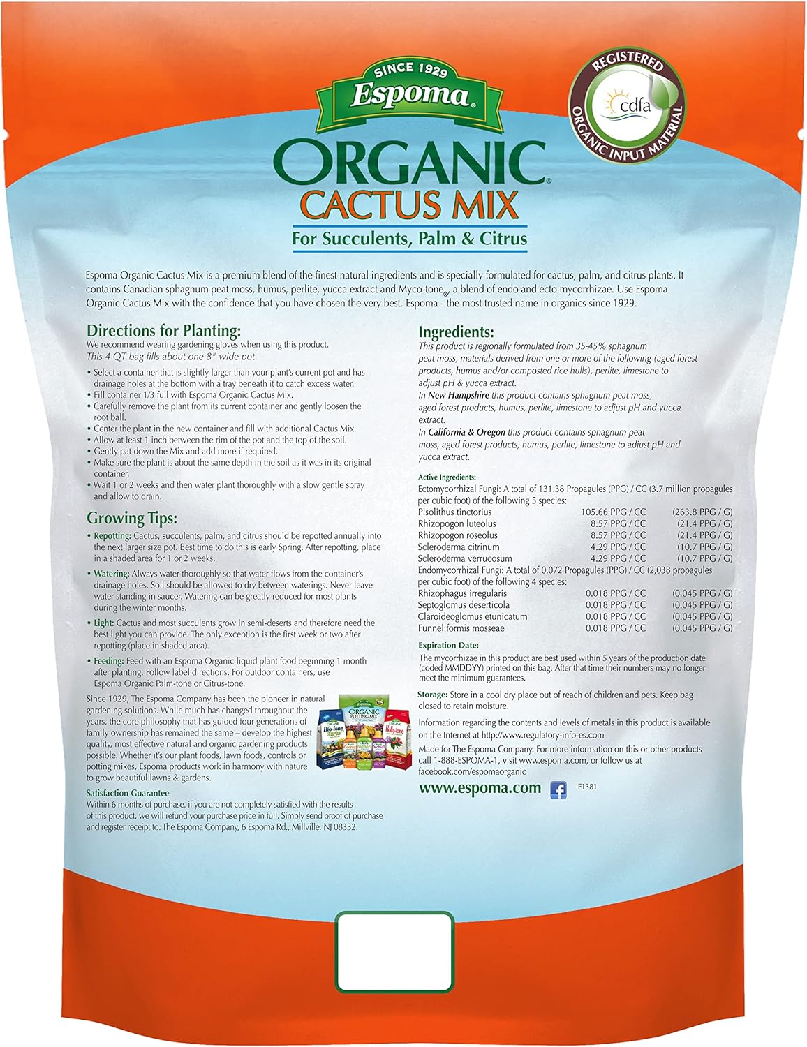 Espoma Organic Cactus Soil Mix 4qt Bag and Cactus! Liquid Plant Food Concentrate 8oz Bottle. Use