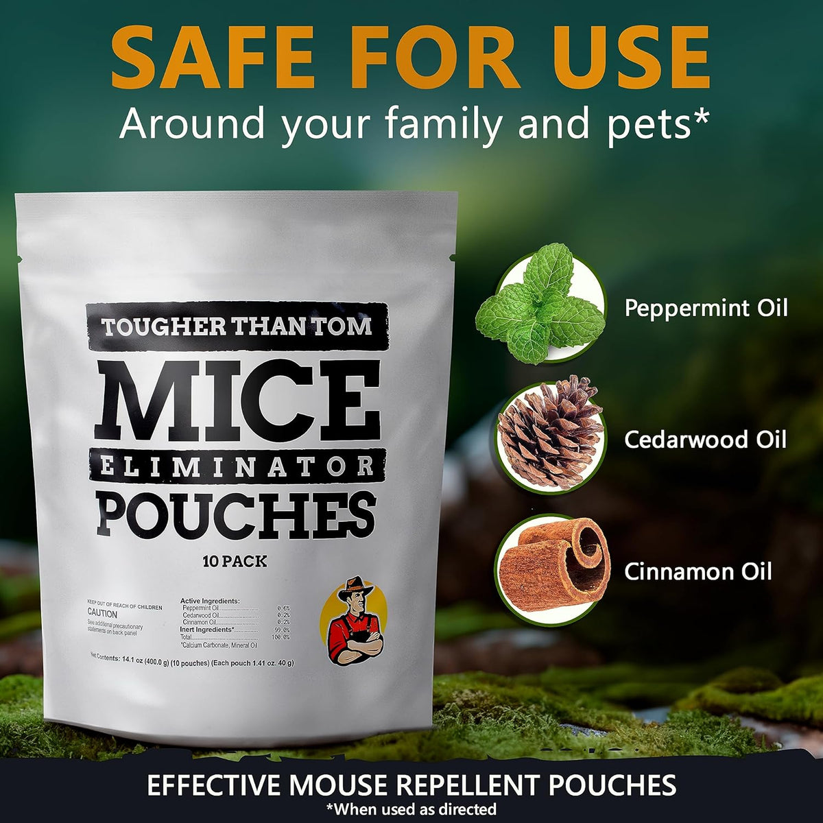 10 Pack All-Natural Mice Repellent Pouches – Harmless Peppermint Essential Oil Mouse Deterrent