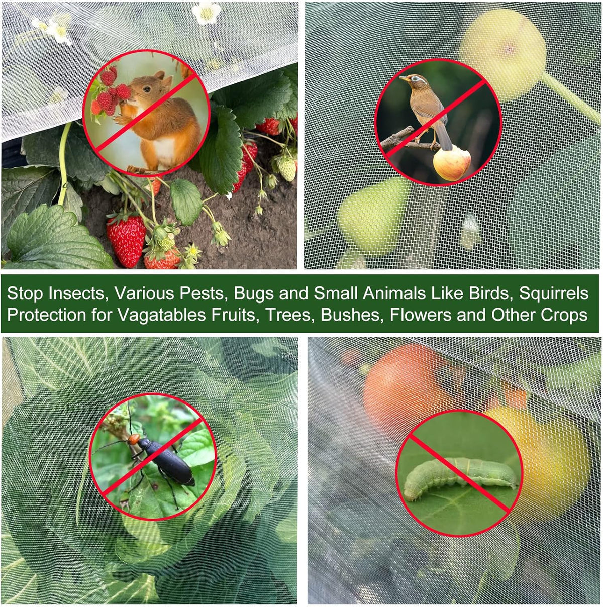 Garden Netting Ultra Fine 8x10Ft, Plant Covers, Barrier Mesh for Plant Vegetables Fruit Flower