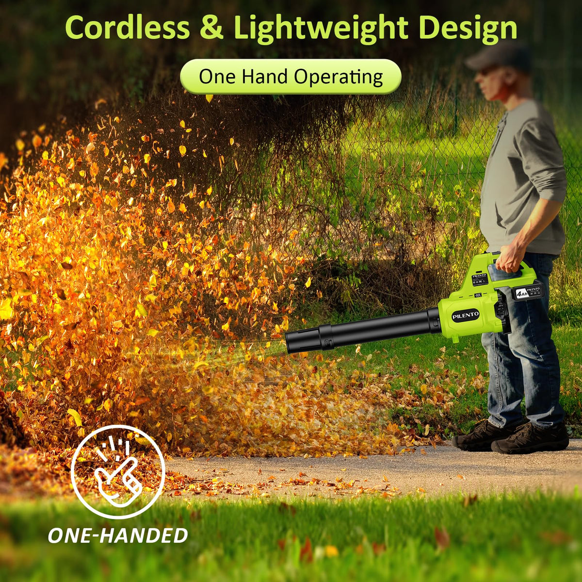 Cordless Leaf Blower with 2 x 4.0Ah Batteries and Fast Charger, 20V Lightweight Handheld Electric