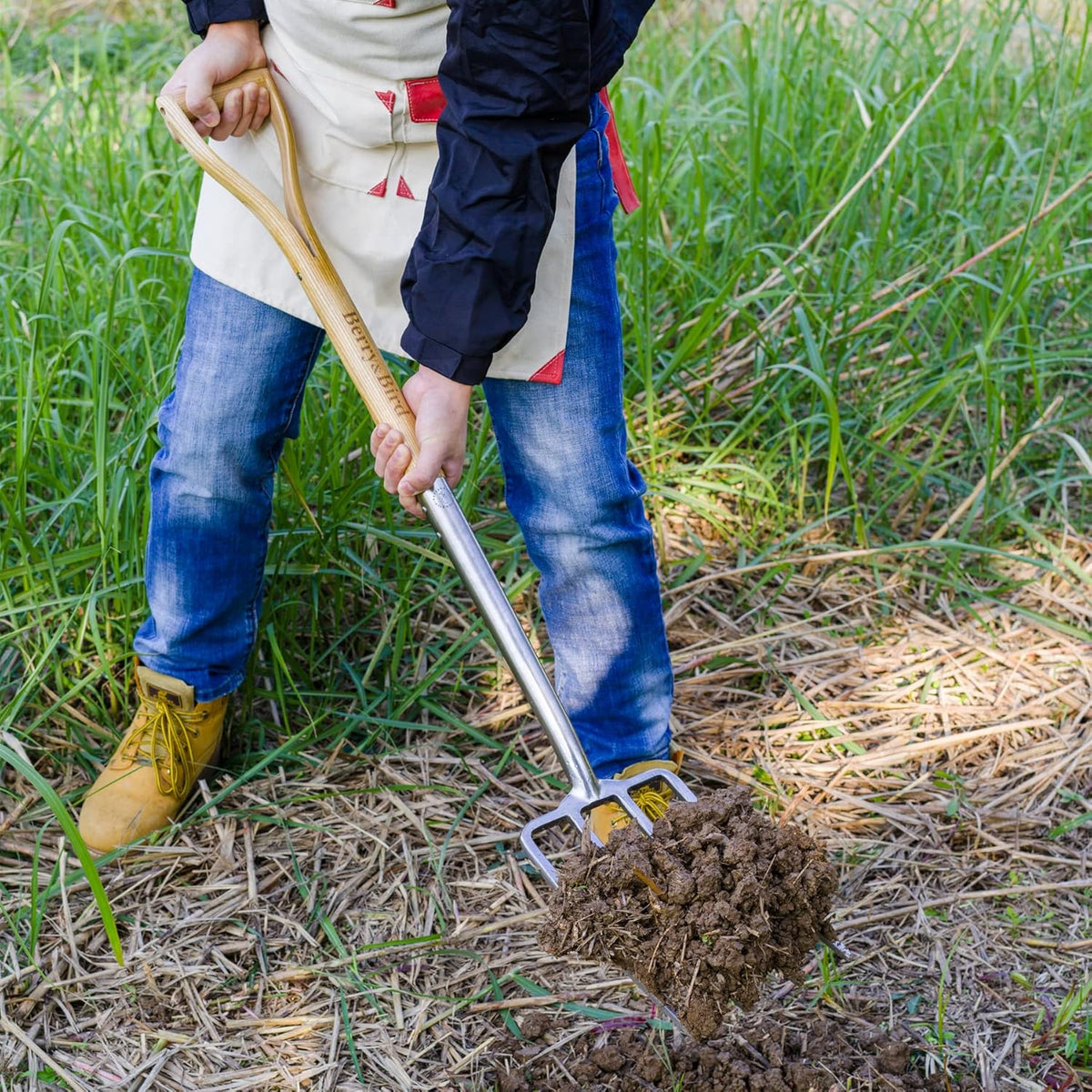 Berry&Bird Gardening Digging Fork, 4-Tine Stainless Steel Pitchfork, 43.9" Heavy Duty Spading Fork