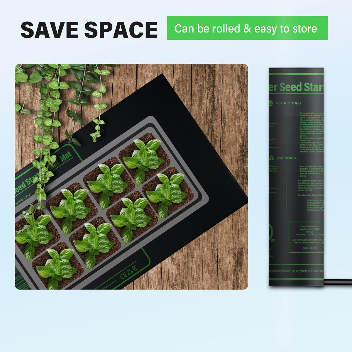 iPower 48" x 20" Waterproof Durable Seedling Heat Mat Warm Hydroponic Plant for Indoor Gardening