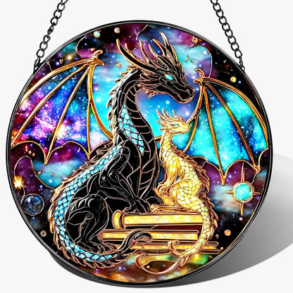 Stained Glass Window Hanging, 8 Inch Dragon Stained Glass Suncatcher, Sun Catchers Indoor Window