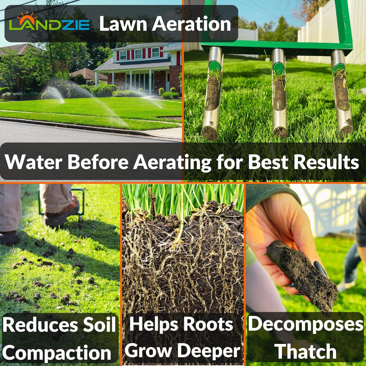 LANDZIE Lawn Aerator Replacement Tines - Set of 3 Hollow Tines for Aerator Lawn Tool - 3 Heavy Duty