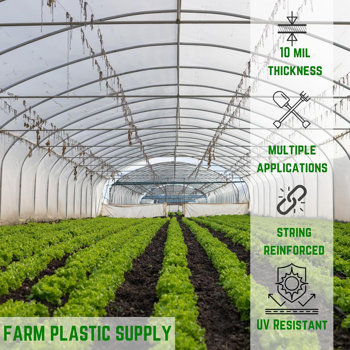 Farm Plastic Supply - String Reinforced 4 Year UV Resistant 10 mil Clear Greenhouse Plastic