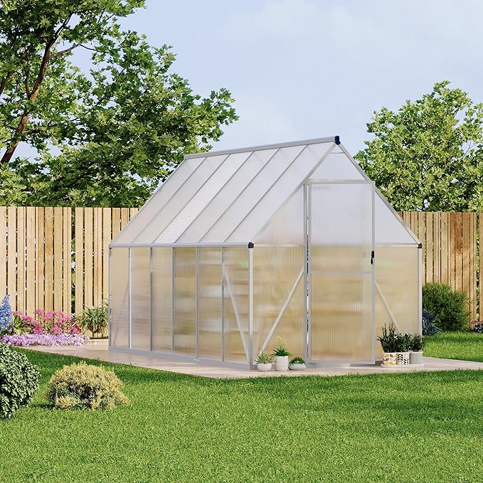 6'X11' Aluminum-Framed Polycarbonate Greenhouse, Heavy Duty Polycarbonate Greenhouse with Quick