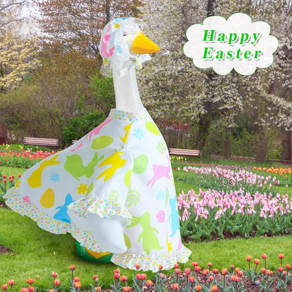Easter Goose Outfit for 23" Cement Porch Goose Statue - Spring Outdoor Patio Yard Lawn Decoration