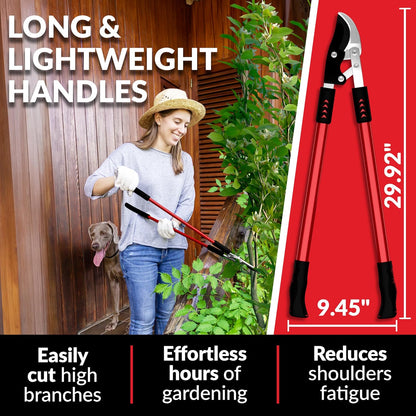 TABOR TOOLS GG11A Bypass Lopper with Compound Action, 30 Inch Tree Trimmer, Branch Cutter with ⌀ 1
