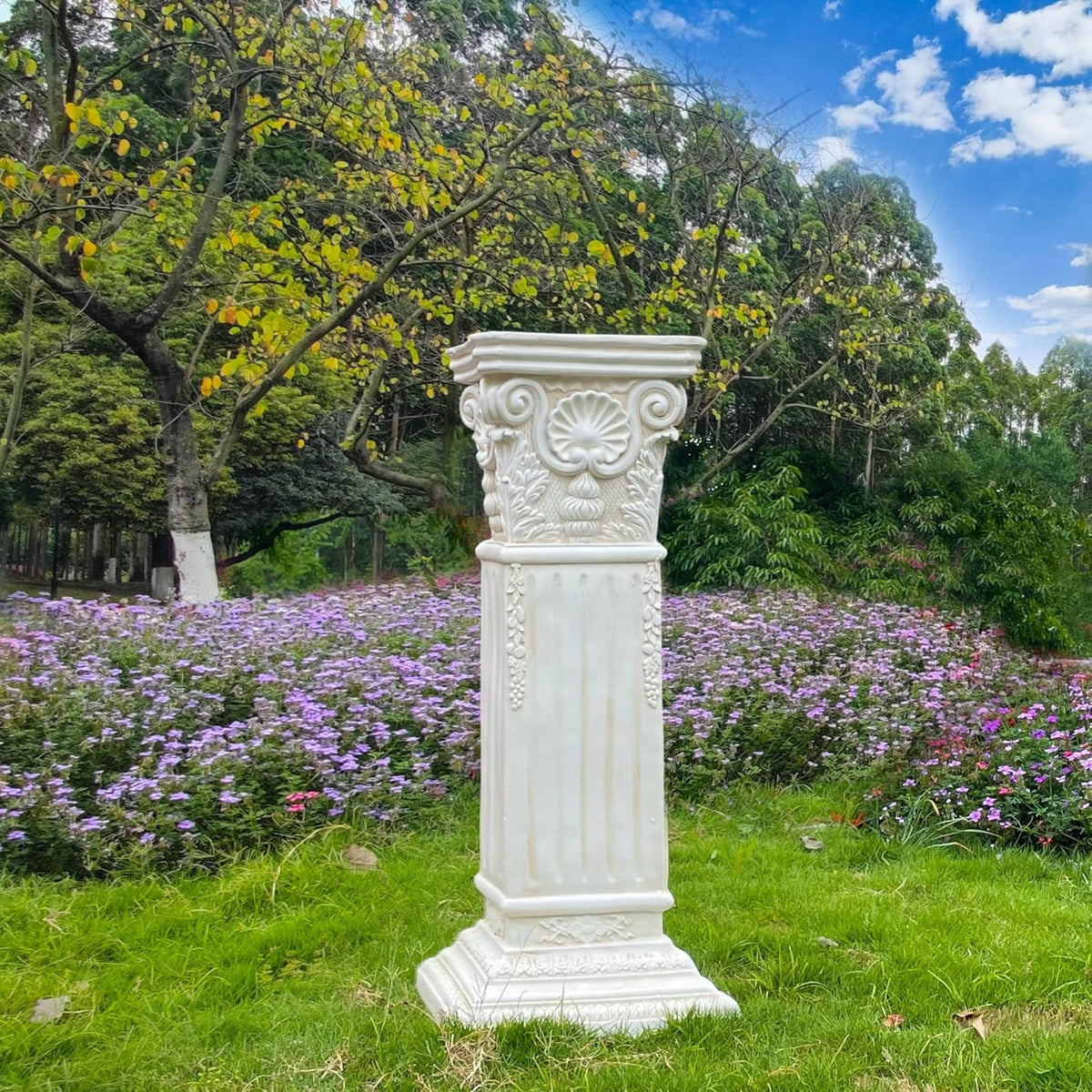 Large 35.5" Vintage Weathered Corinthian Column Pillar with Base Pedestal Magnesium Oxide Ideal for