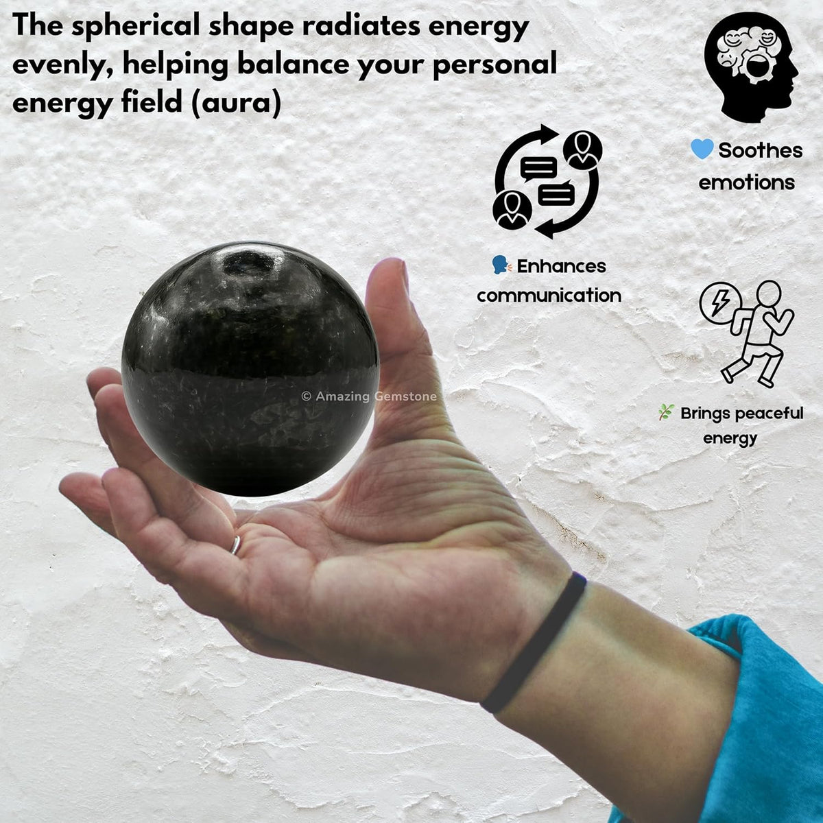 Amazing Gemstone Nuummite Crystal Ball with Stand - 2" Inches Crystal Sphere Meditation Balls for