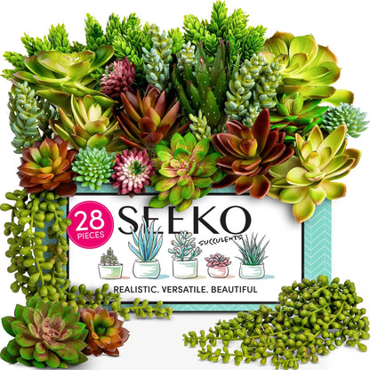 SEEKO Succulents Artificial Plants (28 Pack) - Artificial Succulents Unpotted - Premium Faux Plants