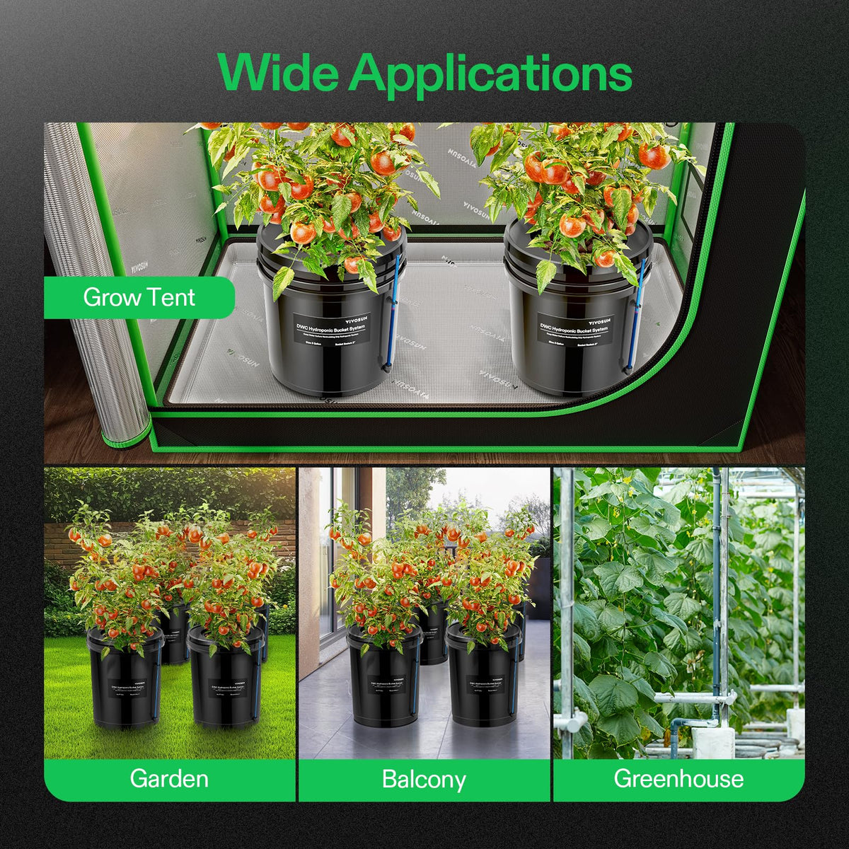 VIVOSUN DWC Hydroponics Grow System with Top Drip Kit 4 Buckets