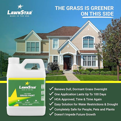 Grass Paint Concentrate (500-1,000 sq ft) - for Dormant, Patchy or Faded Lawn - Lush Green Turf