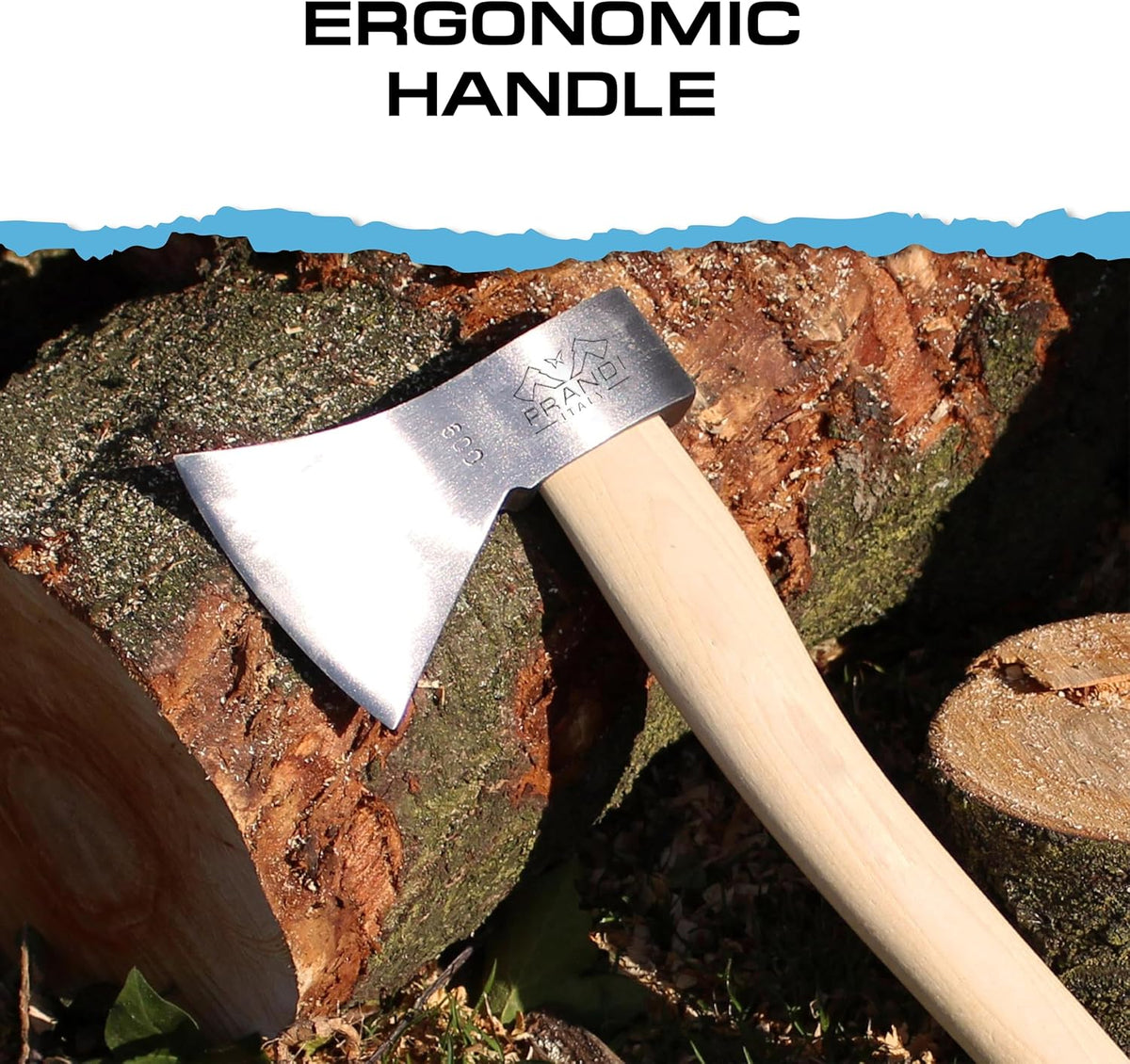 Prandi Axes German Style C45 Forged Carbon Steel Hatchet - Hickory Handle with Leather String