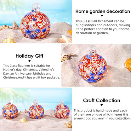 EUSTUMA Hand Blown Glass Witch Ball,Glass Ornament Hanging Garden Gazing Ball Indoor Outdoor Home