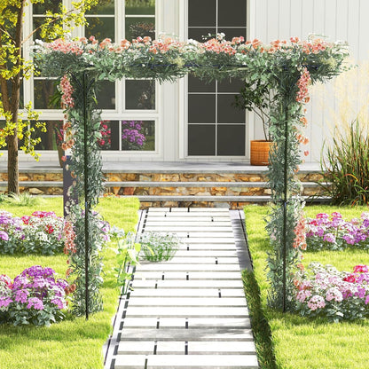 SAFSTAR 81-Inch Garden Arch, Metal Arbor Archway for Climbing Plants, Decorative Lawn Arbor