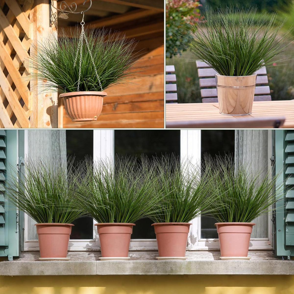 48PCS 17.3" Fake Plants Artificial Wheat Grass Greenery Plastic Plants Fake Grass Artificial Plants