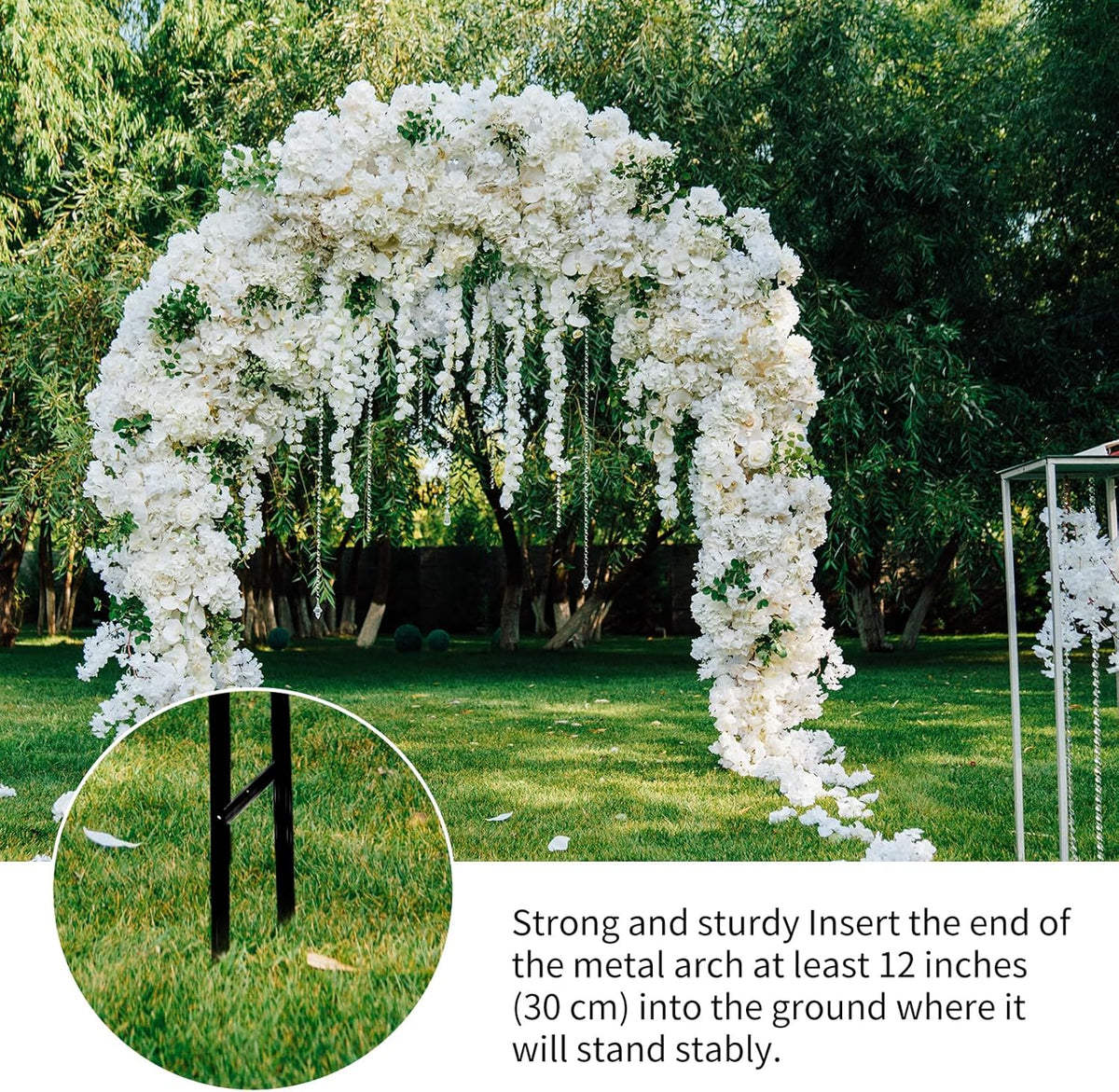 RUBFAC 94" Metal Garden Arch Trellis for Climbing Plants Outdoor, Garden Arbors and Arches, Wedding