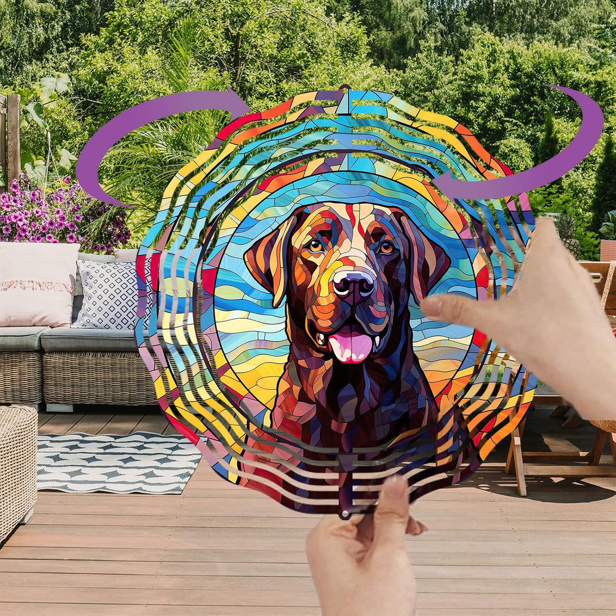 Labrador Retriever Wind Spinner Pet Dog Memorial Gifts 3D Metal Kinetic Hanging Wind Sculpture