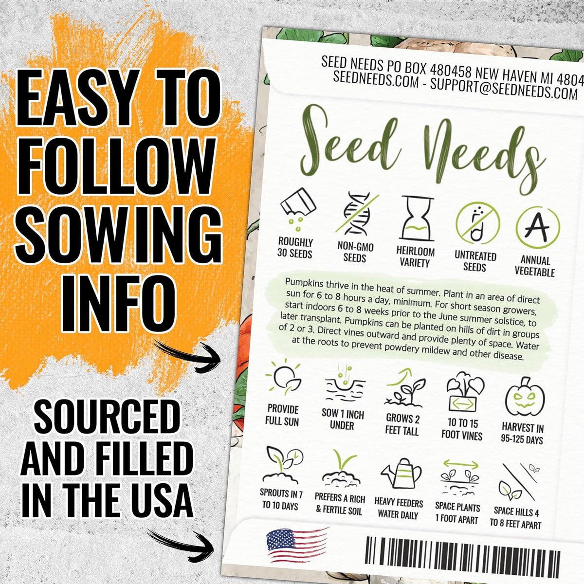 Seed Needs Pumpkin Seeds Specialty Spooky Blend 10+ Varieties | Lumina White, Baby Boo, Blue