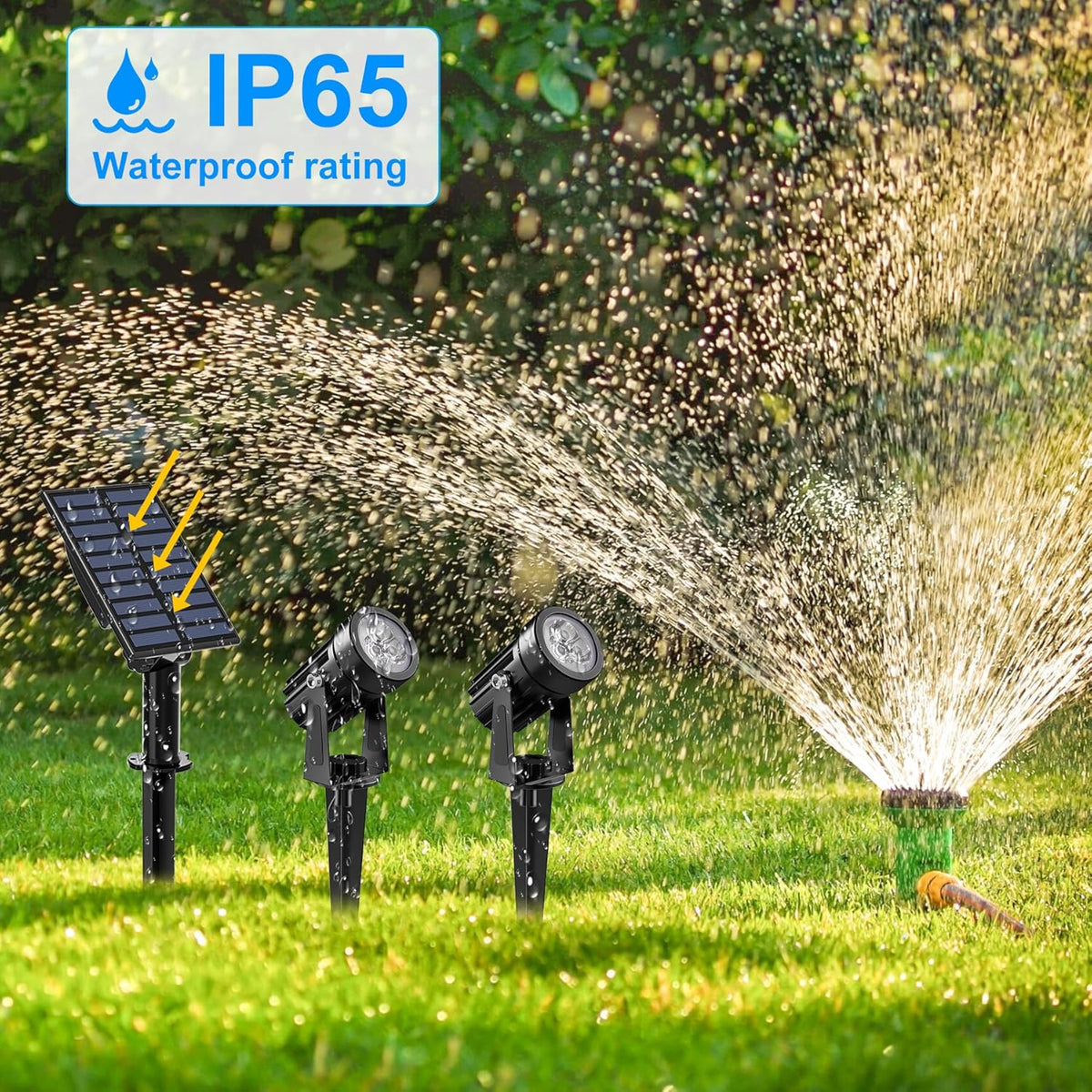 Solar Spot Lights Outdoor, 2-in-1 Solar Landscape Spotlights IP65 Waterproof 9.8ft Cable,Auto
