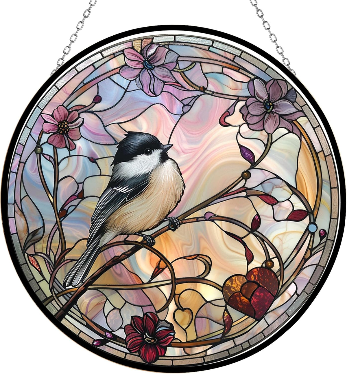 Easter Chickadee Stained Glass Suncatcher by Clare Donovan Window Hanging, Gothic Dragon Christmas