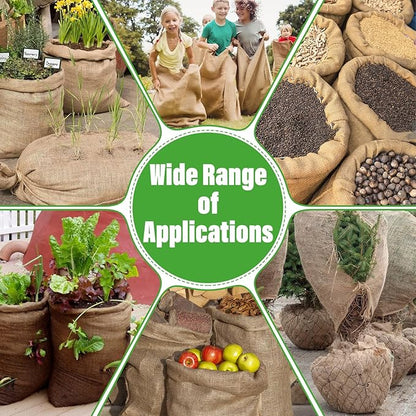 Riare 2 Packs 24 × 40 Inch Burlap Winter Plant Cover Bags with Drawstring- Reusable Large Burlap