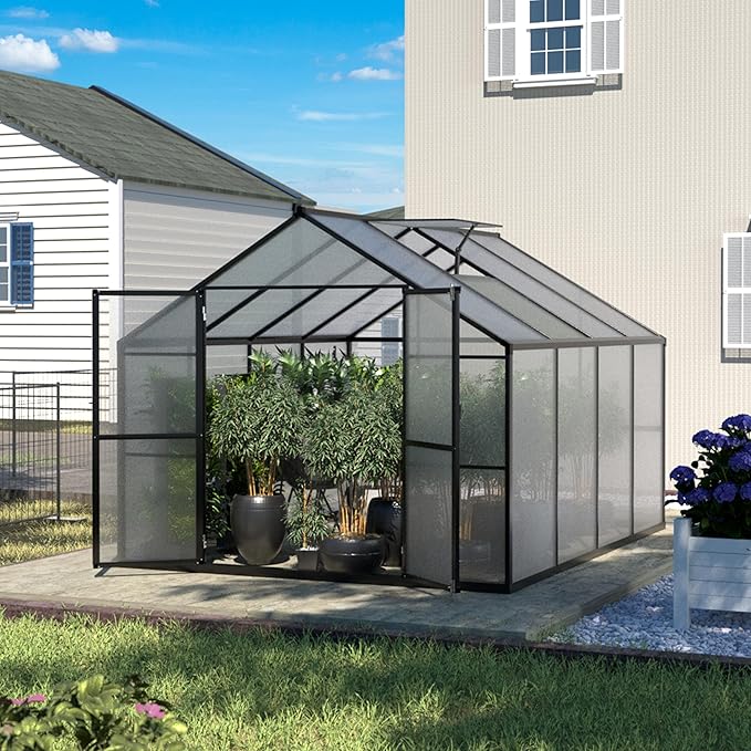 BlueWish 8x8FT Greenhouse for Outdoors, Greenhouses with Adjustable Vents, Lockable Door, Outdoor