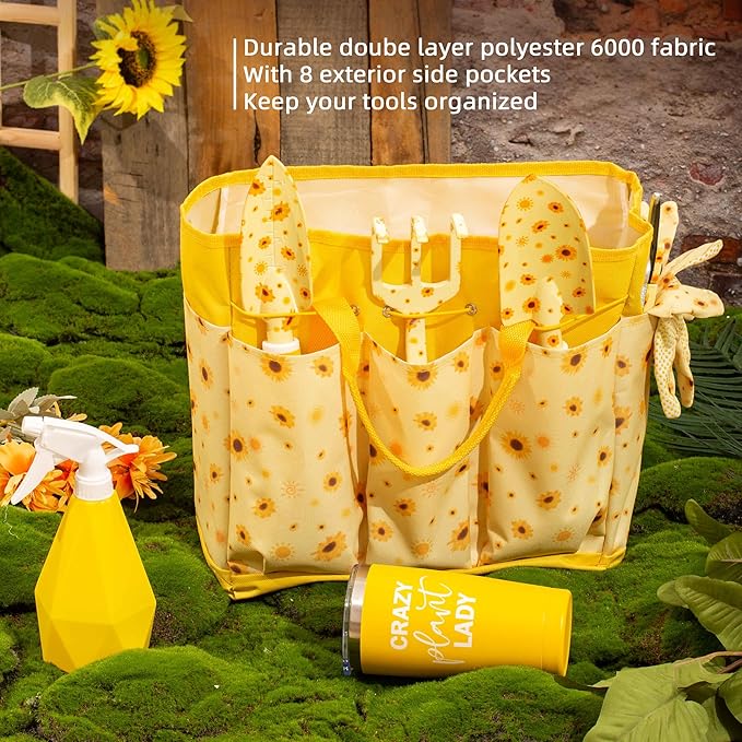 Sunflower Gardening Gifts for Women, Garden Tool Set, Heavy Duty Gardening Hand Tools with Garden