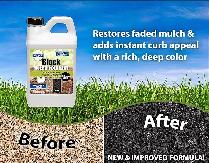 MulchWorx Black Mulch Color Concentrate - 5,600 Sq. Ft. - Pure Midnight Black Mulch Dye Spray