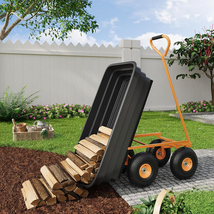 Garden Dump Cart - 600Lb Capacity Heavy Duty Yard Utility Garden Cart with Removable Dump Bed